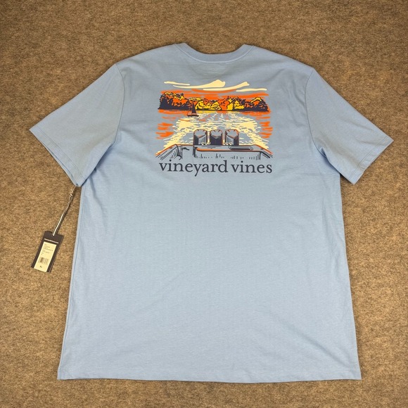 Vineyard Vines Other - Vineyard Vines Dockside Autumn Wakes Pocket T-Shirt Ocean Breeze Mens XL